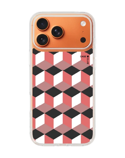 เคสใส iphone 17 pro max magsafe กล่องเรขาคณิตสีทับทิม