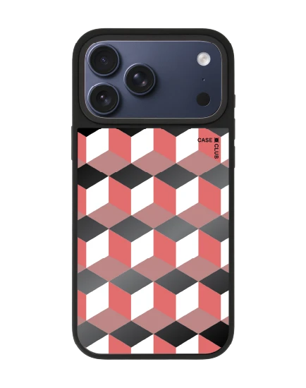 เคสกระจก iphone 17 pro max matte magsafe กล่องเรขาคณิตสีทับทิม