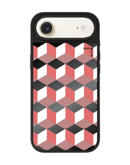 เคสกระจก iphone air matte magsafe กล่องเรขาคณิตสีทับทิม