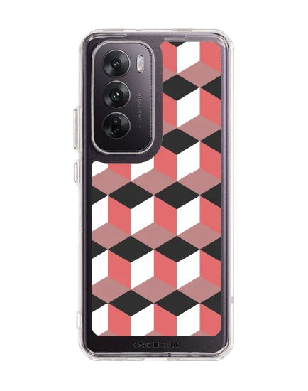 oppo reno 12 clear case ruby geometric cube