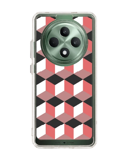 oppo reno 12f clear case ruby geometric cube