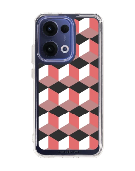 oppo reno 13 clear case ruby geometric cube
