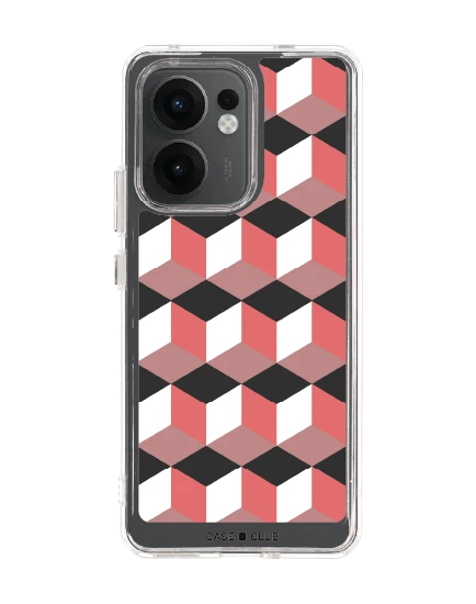 oppo reno 13f clear case ruby geometric cube