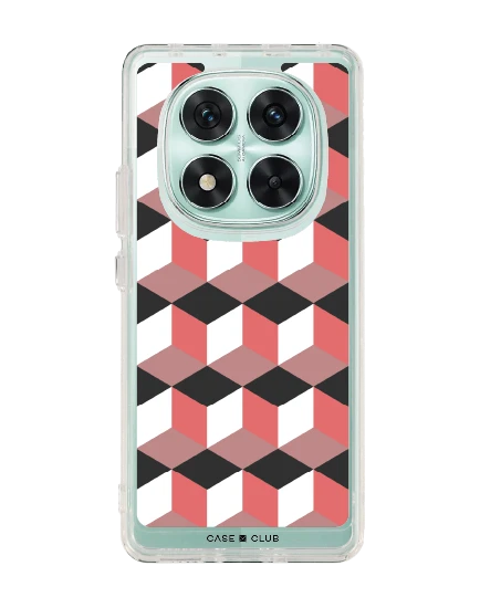 เคสใส redmi note 14 pro กล่องเรขาคณิตสีทับทิม