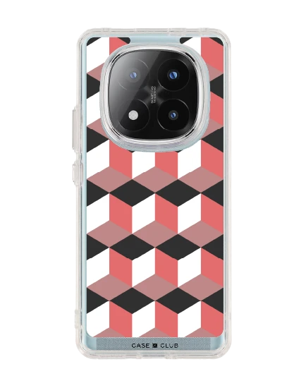 redmi note 14 pro plus clear case ruby geometric cube