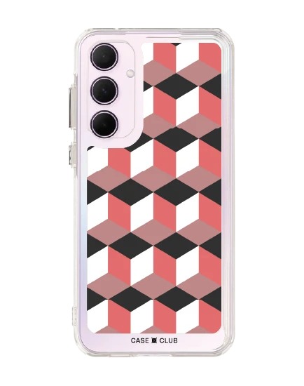 samsung galaxy a55 clear case ruby geometric cube