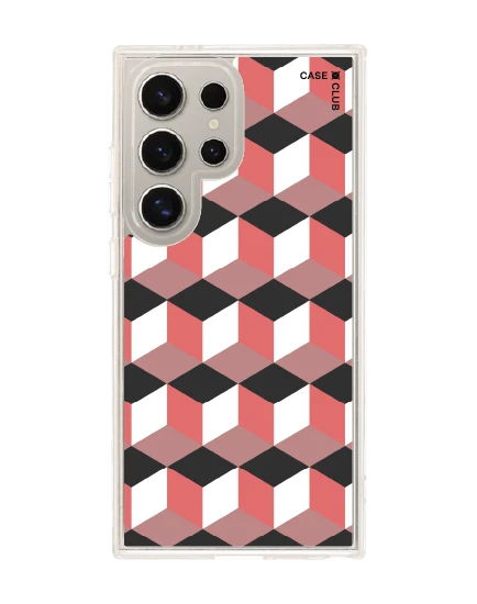 เคสใส samsung s24 ultra magsafe กล่องเรขาคณิตสีทับทิม