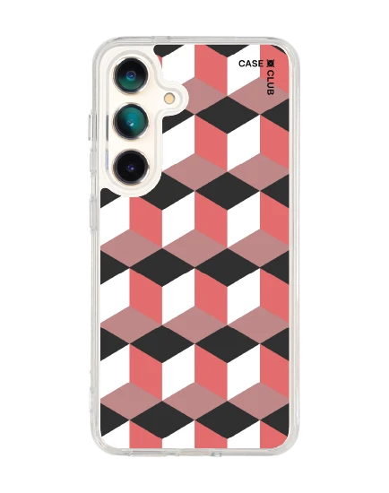 เคสใส samsung galaxy s25 magsafe กล่องเรขาคณิตสีทับทิม