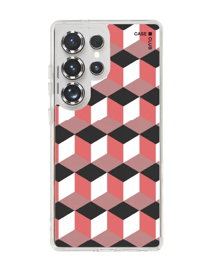 เคสใส samsung galaxy s25 ultra magsafe กล่องเรขาคณิตสีทับทิม