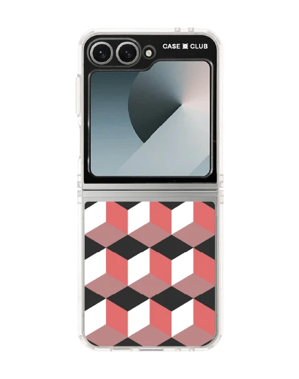 samsung galaxy z flip 6 clear case ruby geometric cube