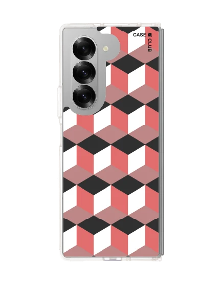 samsung galaxy z fold 6 clear case ruby geometric cube