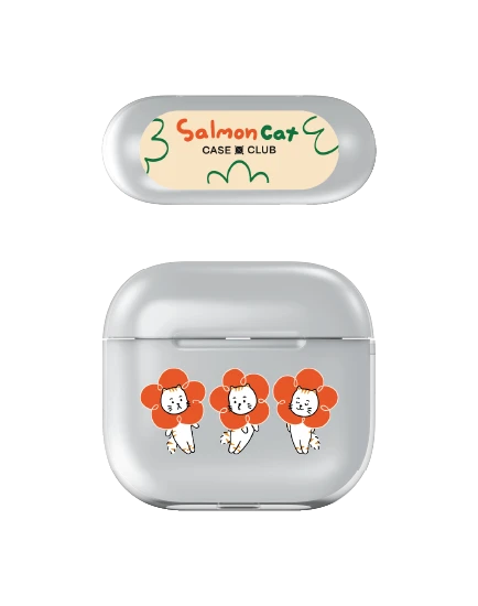 airpods 4 clear case salmon cat flower