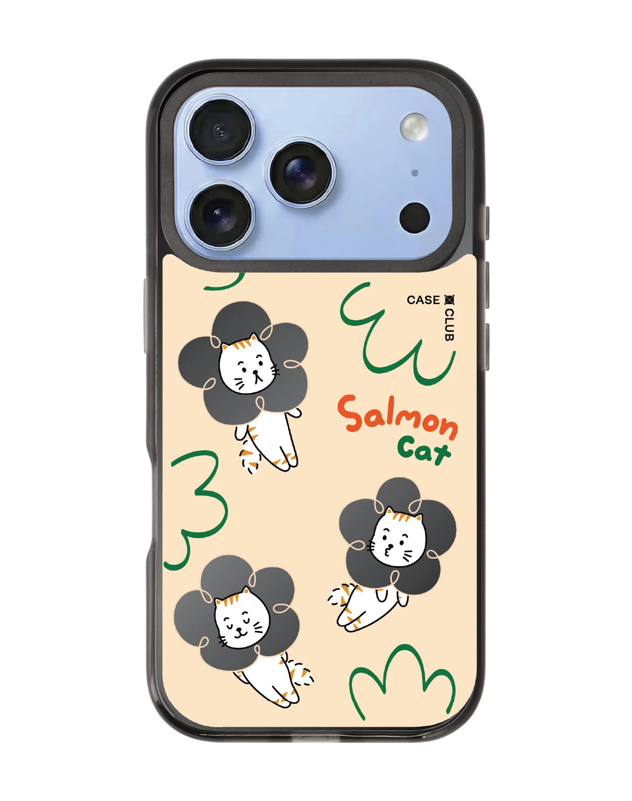 เคสกระจกดำ iphone 18 pro magsafe salmon cat flower
