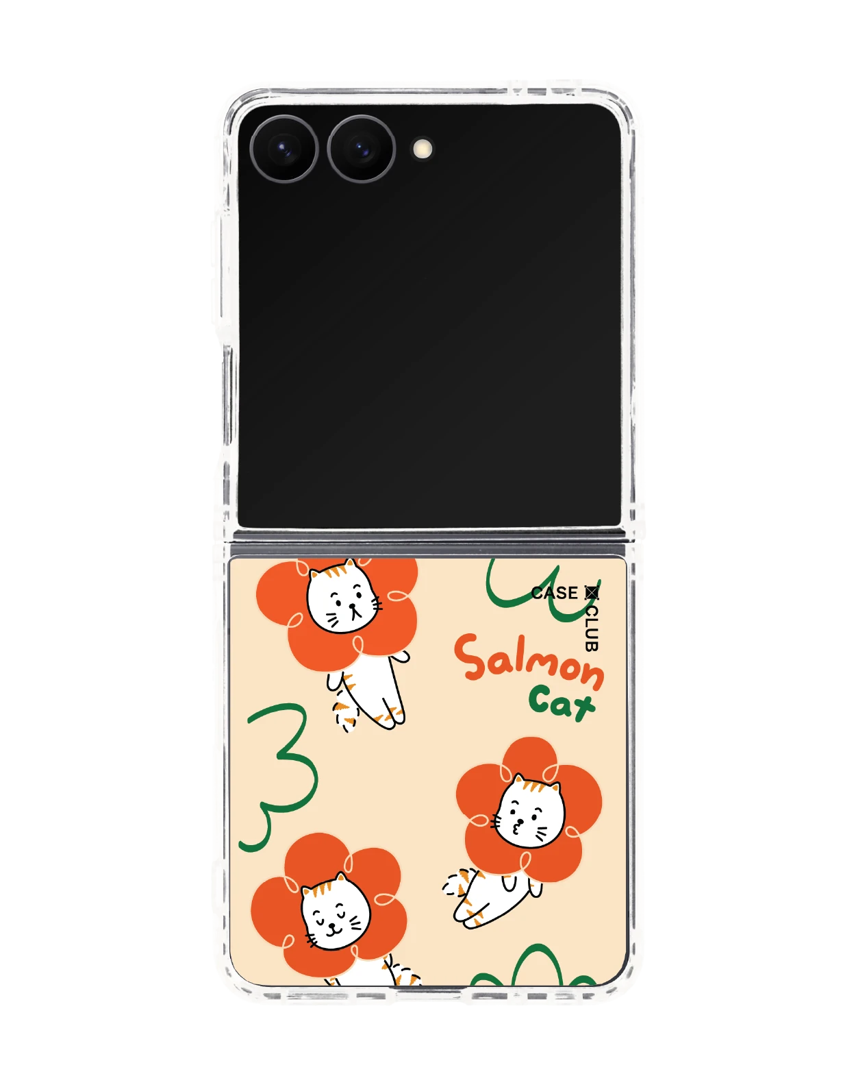 เคสใส samsung galaxy z flip 8 magsafe salmon cat flower
