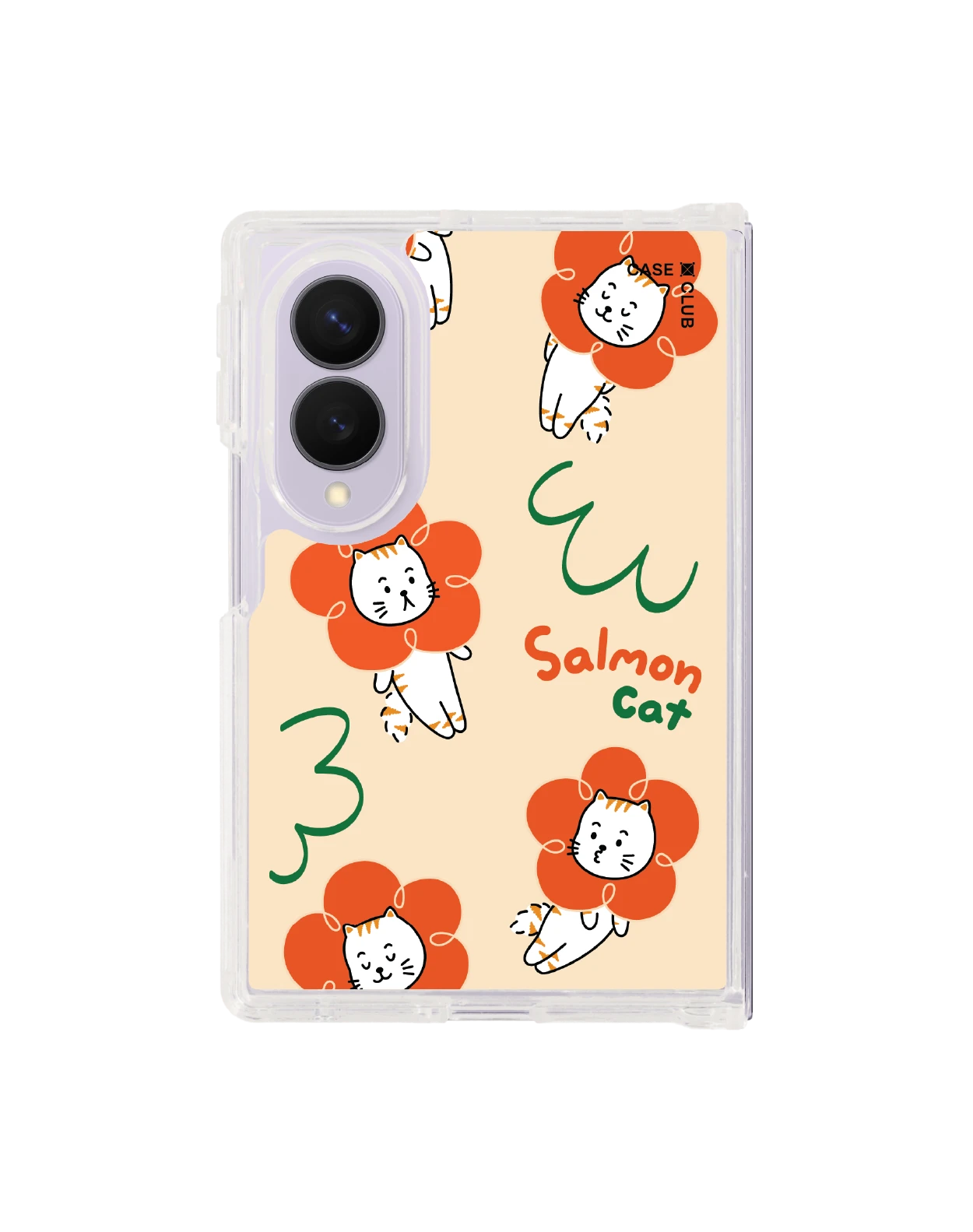 samsung galaxy z fold 8 clear magsafe salmon cat flower