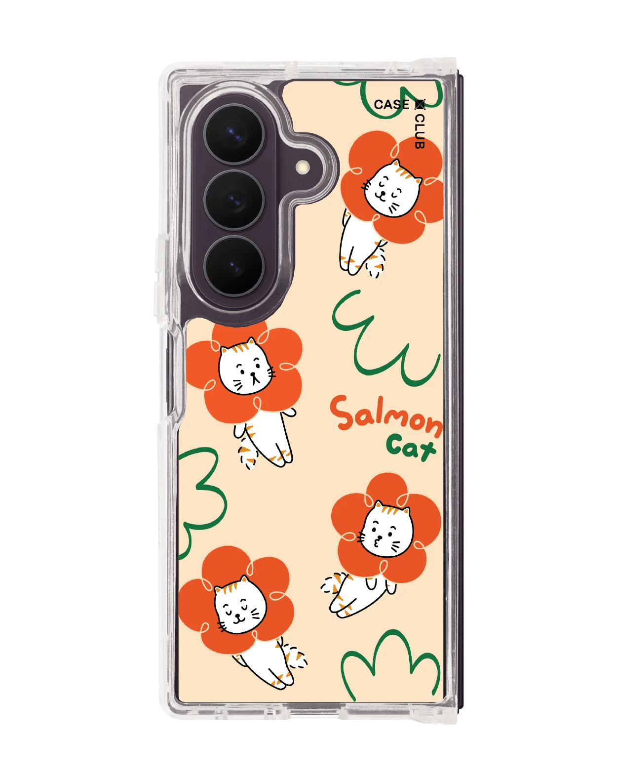 samsung galaxy z fold 8 ultra clear magsafe salmon cat flower