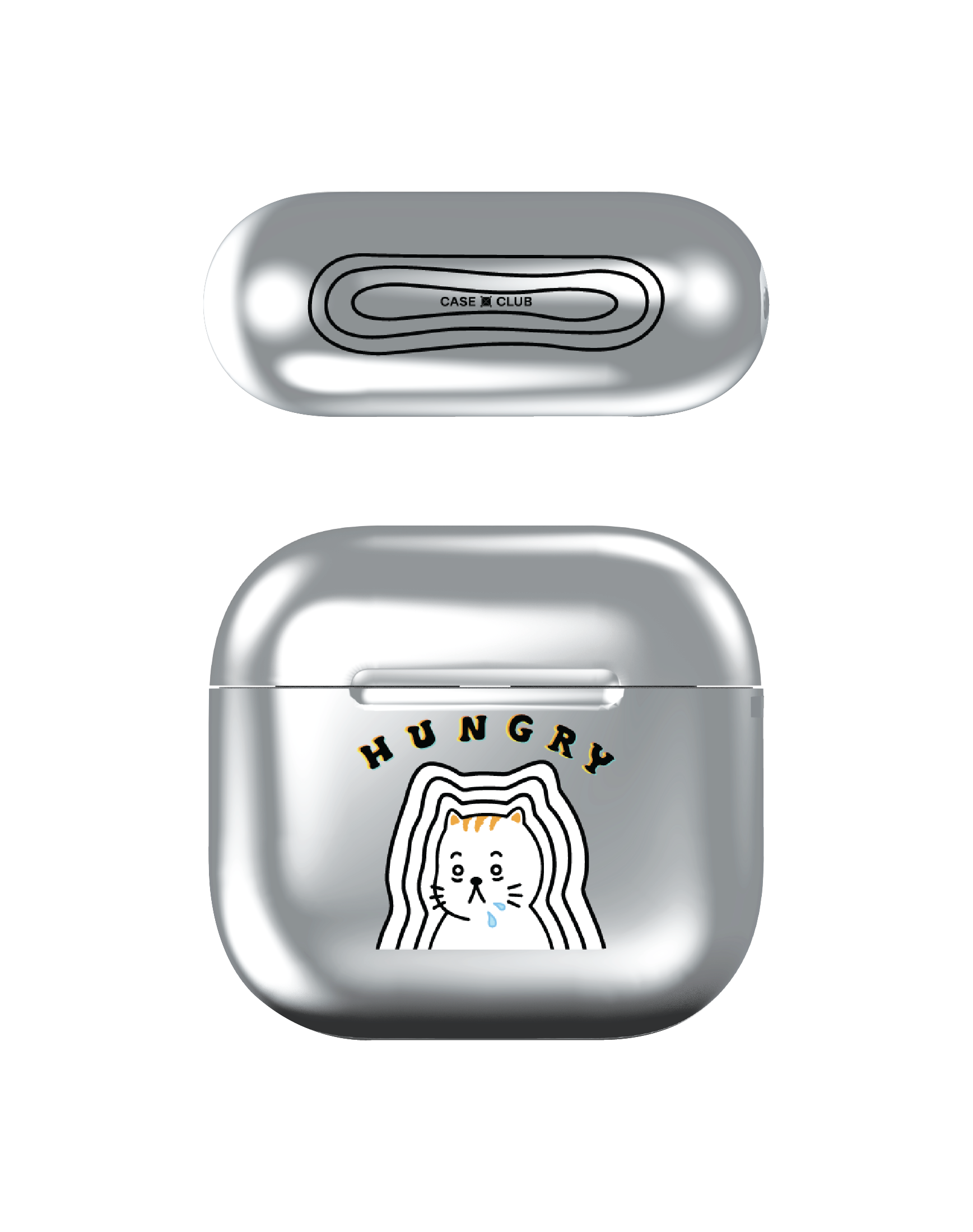 airpods 4 mirror case salmon cat hungry