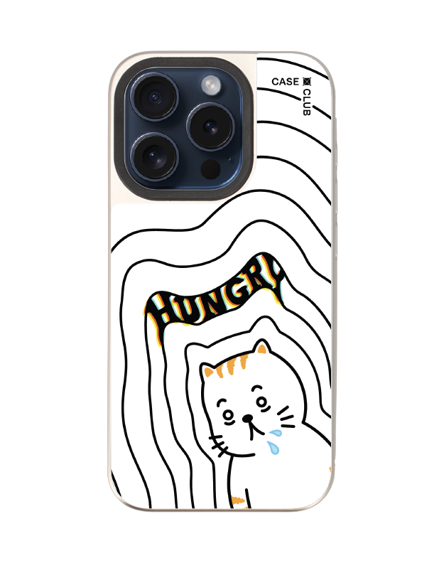 เคสกระจก iPhone 15 Pro MagSafe Salmon Cat หิว