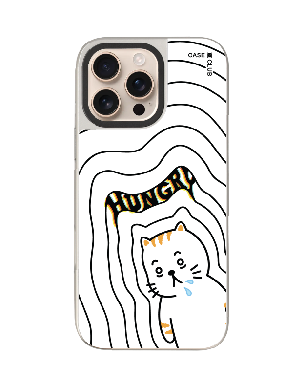 เคสกระจก iPhone 16 Pro Max MagSafe Salmon Cat หิว