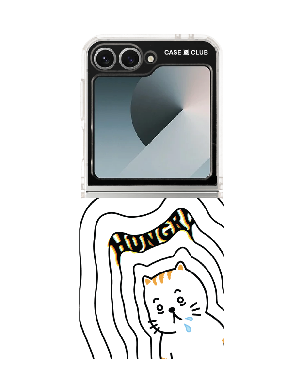 samsung galaxy z flip 6 clear case salmon cat hungry