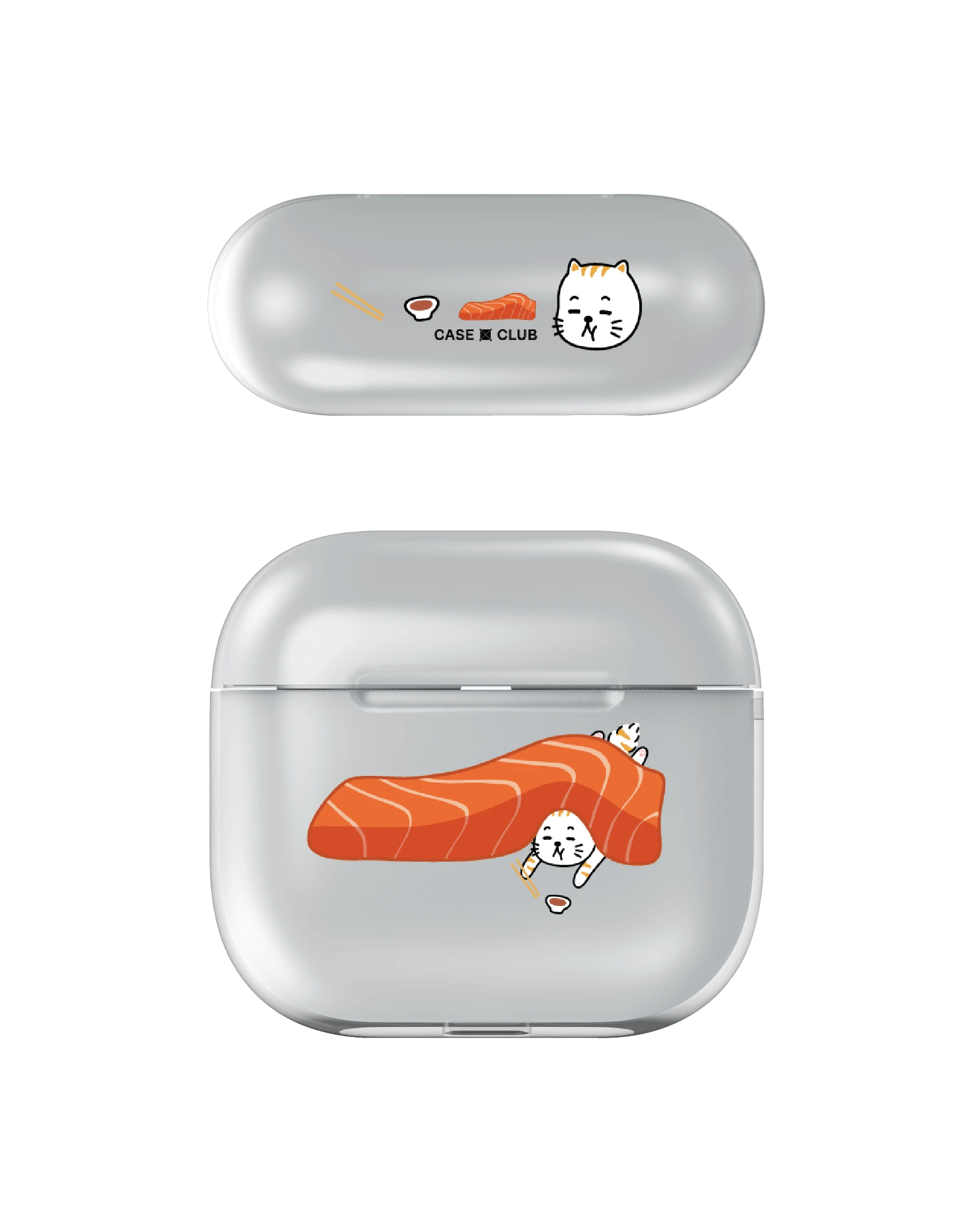 airpods 4 clear case salmon cat loves salmon