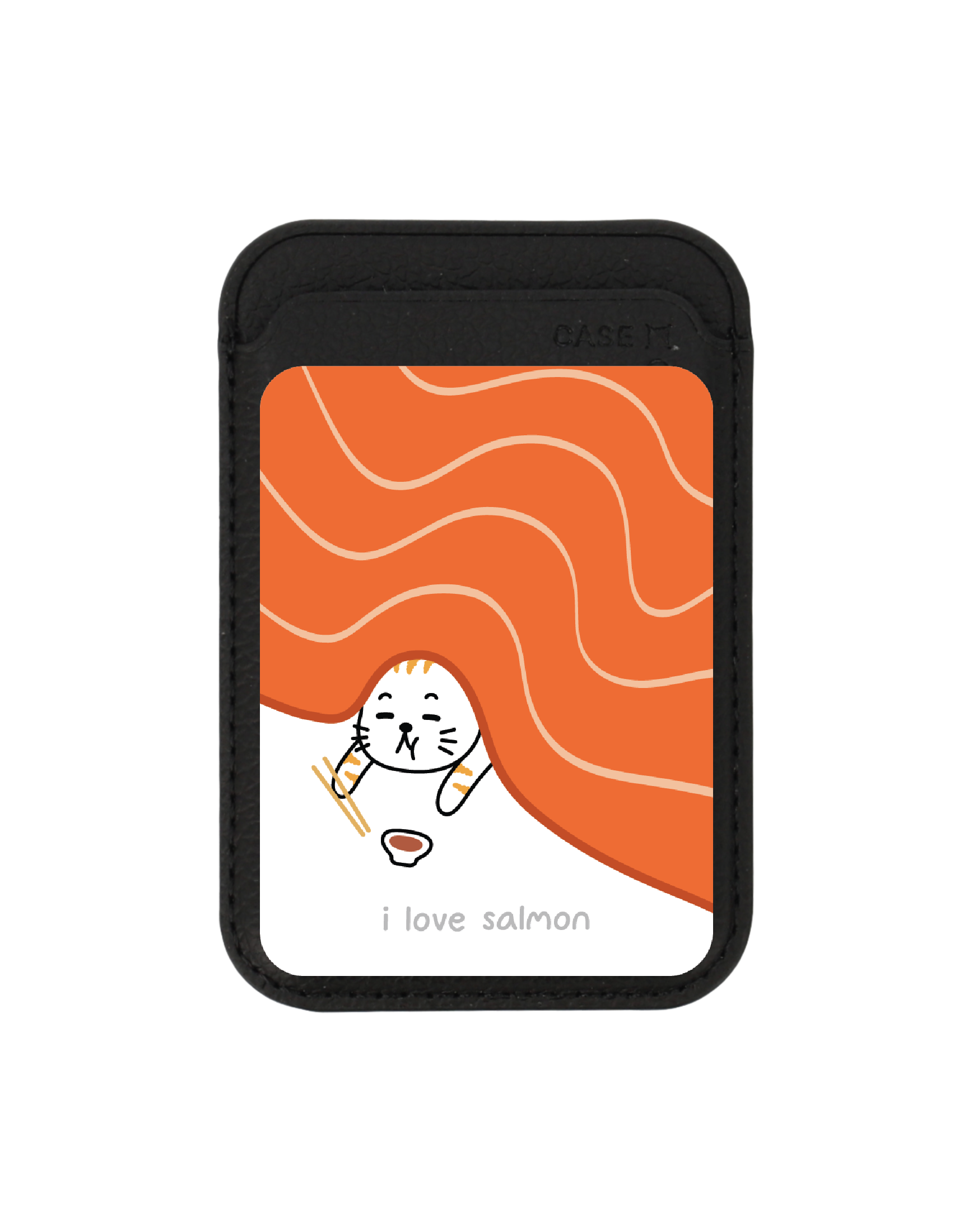 Black Wallet MagSafe Salmon Cat Loves Salmon