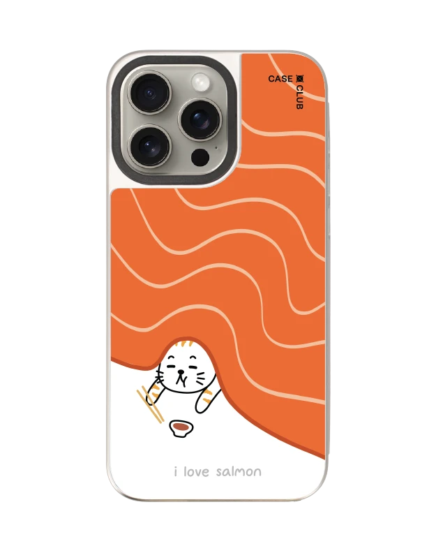 iphone 15 pro max mirror magsafe salmon cat loves salmon