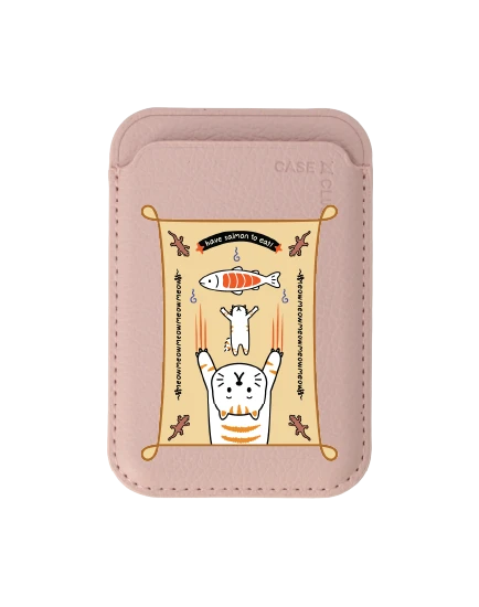 กระเป๋าใส่บัตร magsafe ชมพูอ่อน salmon cat mantra