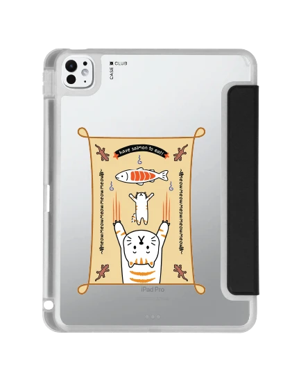 ipad pro 11" (2024) clear black salmon cat mantra