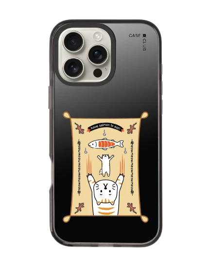 เคสกระจกดำ iphone 16 pro max magsafe salmon cat mantra