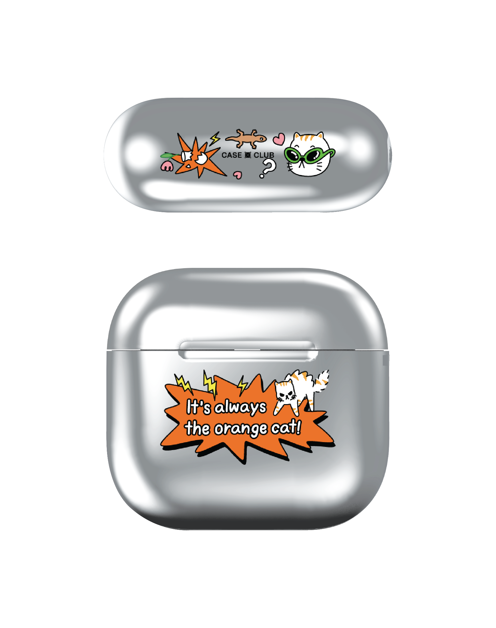 airpods 4 mirror case salmon cat quote