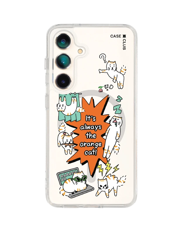 เคสใส samsung galaxy s25 magsafe คำคมแมวส้ม salmon cat