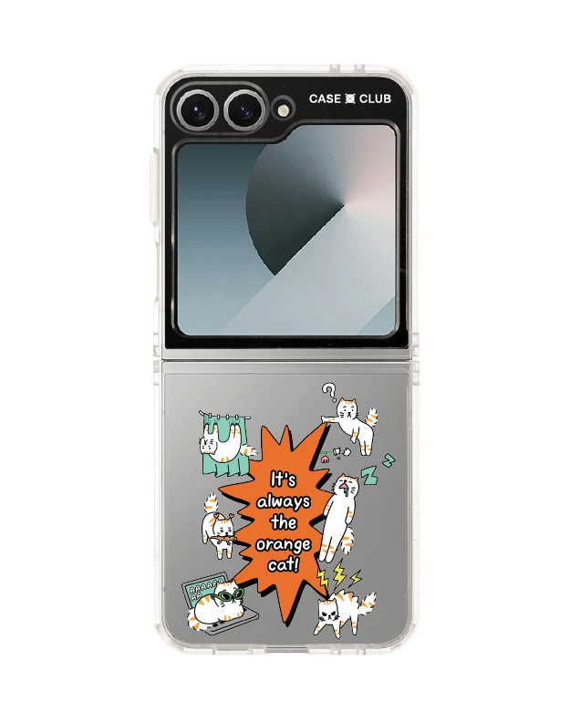samsung galaxy z flip 6 clear case salmon cat quote