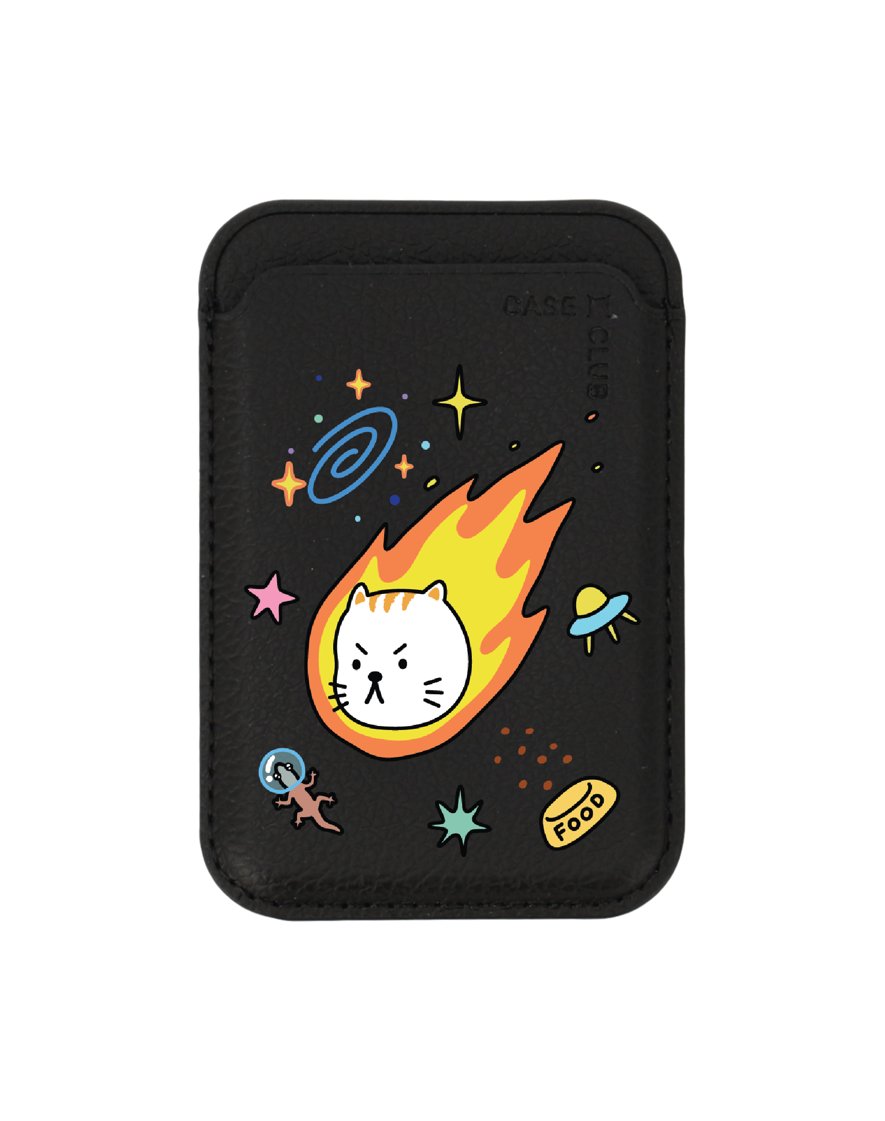 กระเป๋าใส่บัตร magsafe ดำ salmon cat อวกาศ