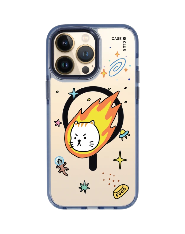 iphone 14 pro max clear blue magsafe salmon cat space