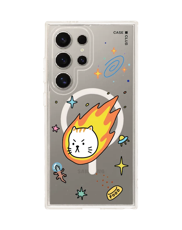 เคสใส samsung s24 ultra magsafe salmon cat แมวเหมียวผจญภัยในอวกาศ