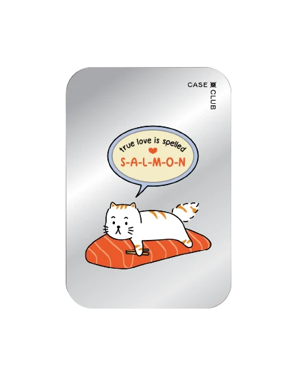magnetic mirror cardholder stand salmon cat true love