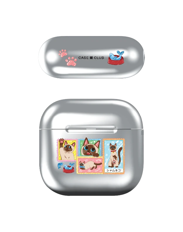airpods 4 mirror case siamese cat stamp