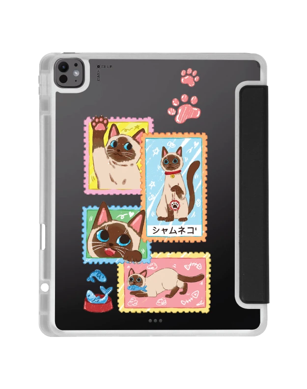 เคสใส ipad air6/7 13" 2025 (m2/m3) สีดำ แสตมป์แมววิเชียรมาศ