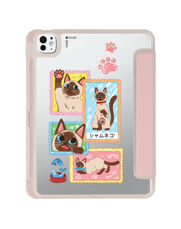 เคสใส ipad pro 11 สีชมพู แสตมป์แมววิเชียรมาศ