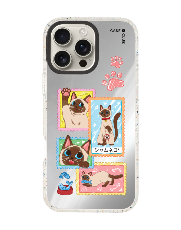 iphone 16 pro max clear mirror magsafe siamese cat stamp