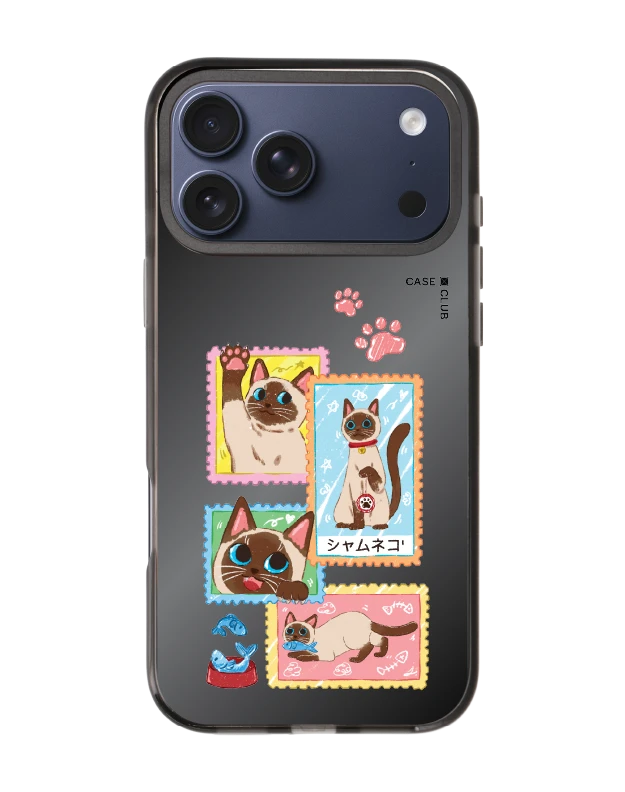 iphone 17 pro max black mirror magsafe siamese cat stamp