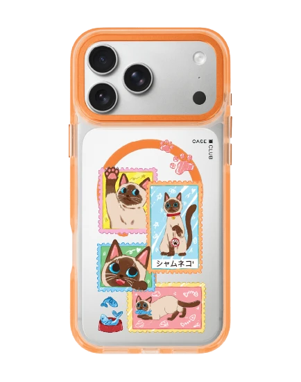 เคสใสสีส้ม iphone 17 pro max magsafe แสตมป์แมววิเชียรมาศ