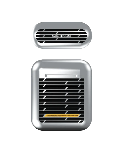 airpods (1/2 gen) silver case signal grid