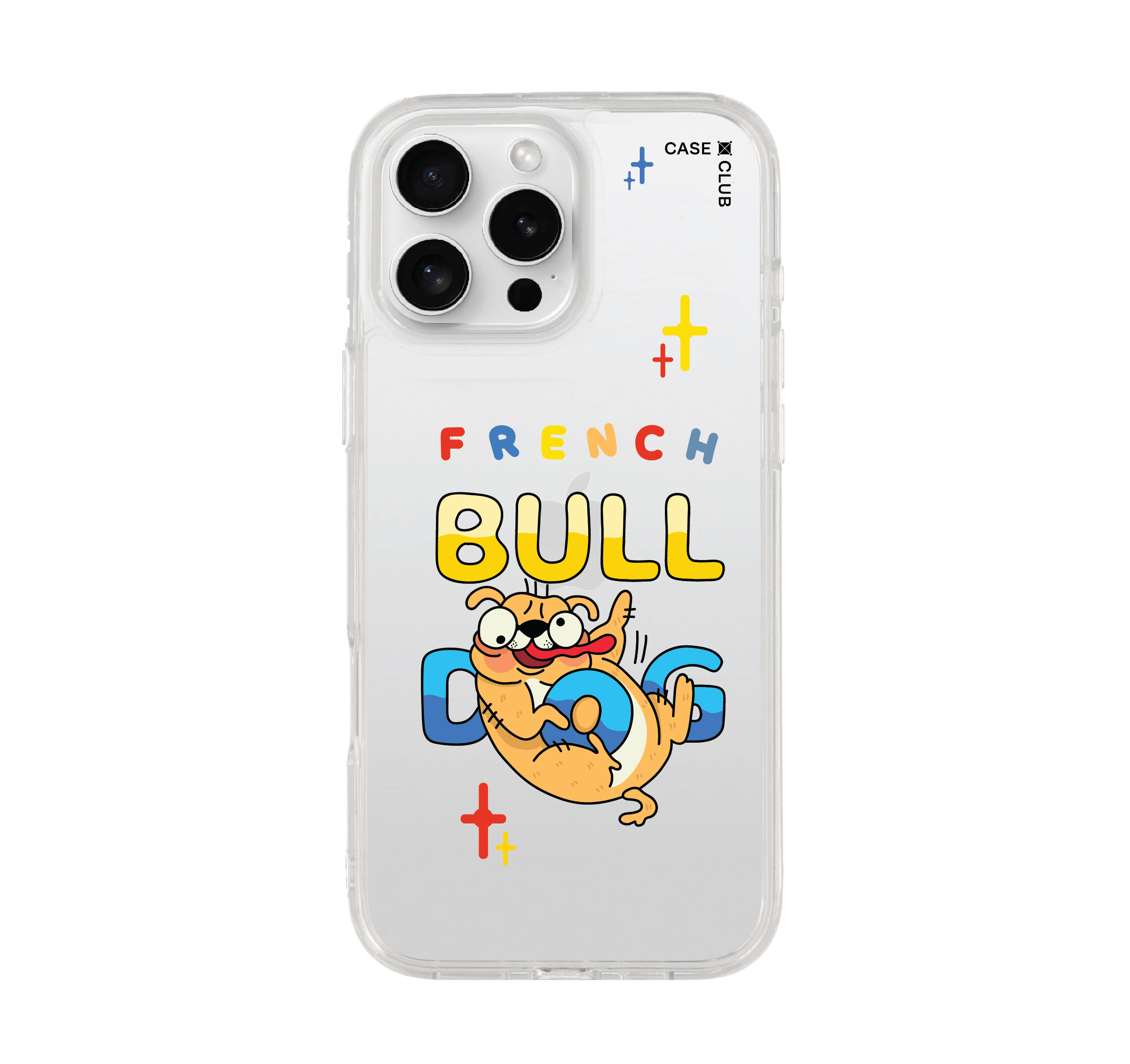 iphone 16 pro max clear case silly french bull dog