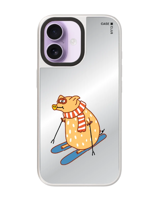 เคสกระจก iphone 17 magsafe หมูน้อยตะลุยหิมะ