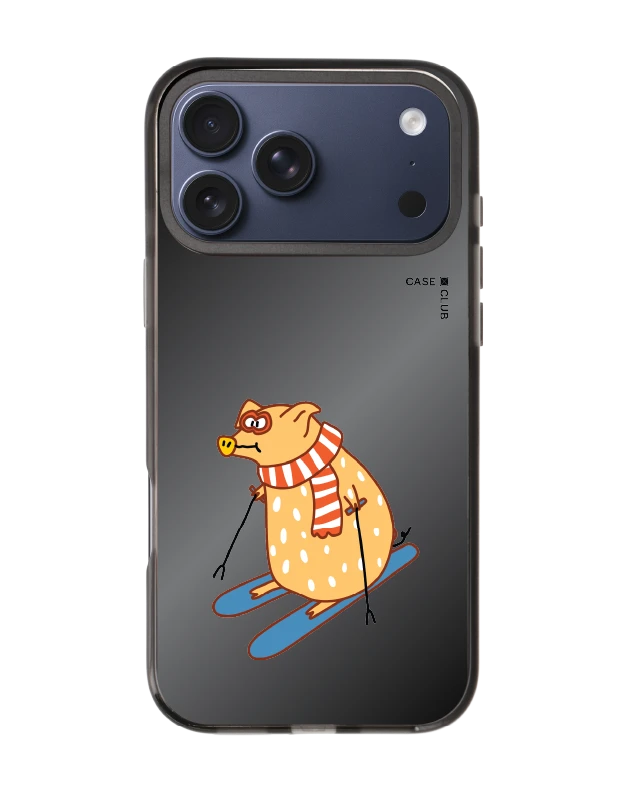 iphone 17 pro max black mirror magsafe skiing pig