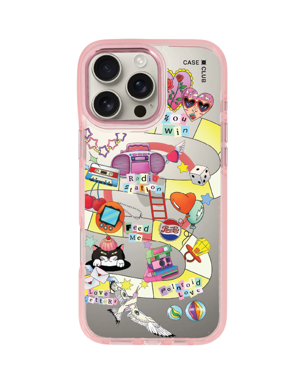 iPhone 16 Pro Max Clear Pink MagSafe Snake & Ladder by Bomfha