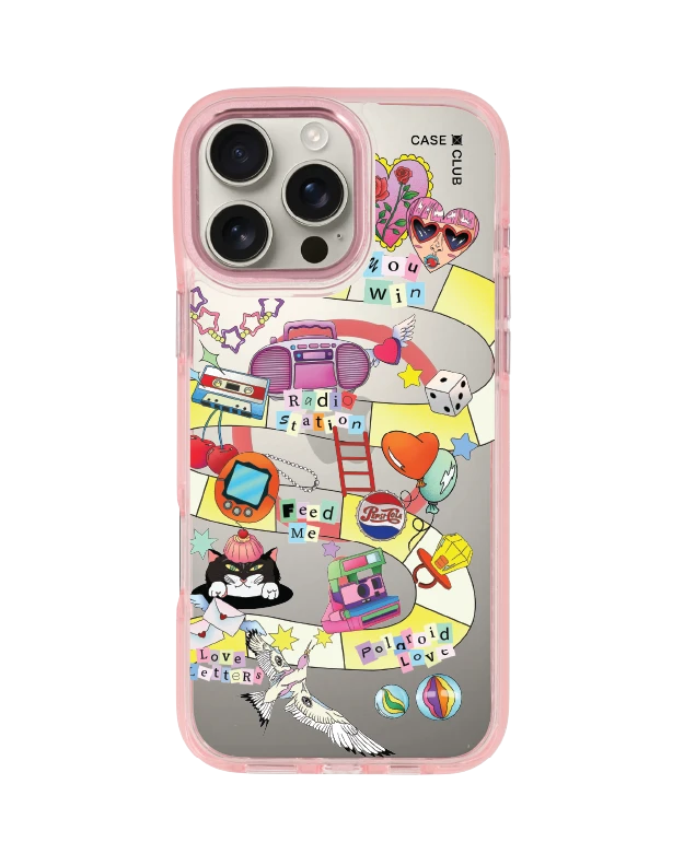 iphone 16 pro max clear pink magsafe snake & ladder by bomfha