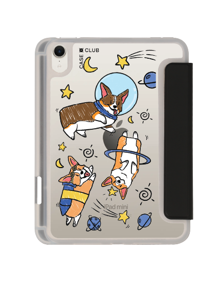 เคสใส ipad mini 7 สีดำ corgi อวกาศ